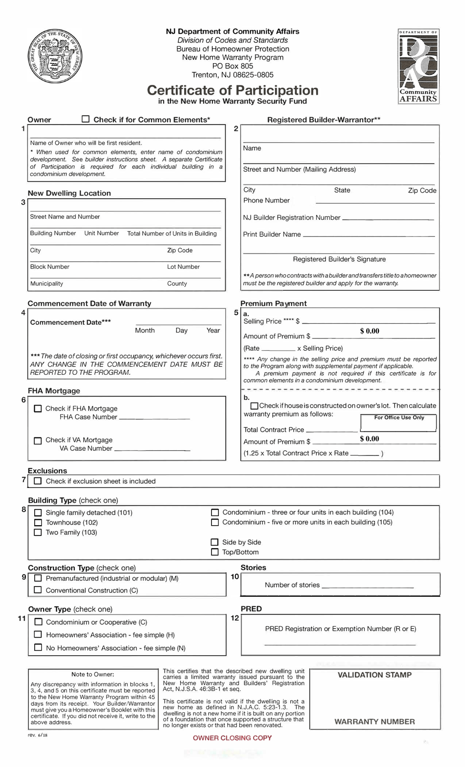 Certificate of Participation in the New Home Warranty Security Fund - New Jersey, Page 3