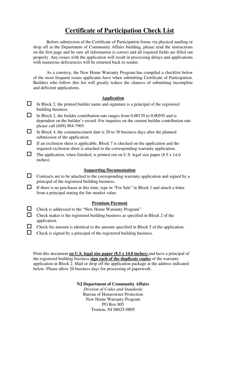 Certificate of Participation in the New Home Warranty Security Fund - New Jersey, Page 8