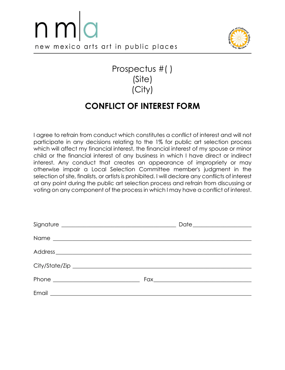 Conflict of Interest Form - New Mexico, Page 1