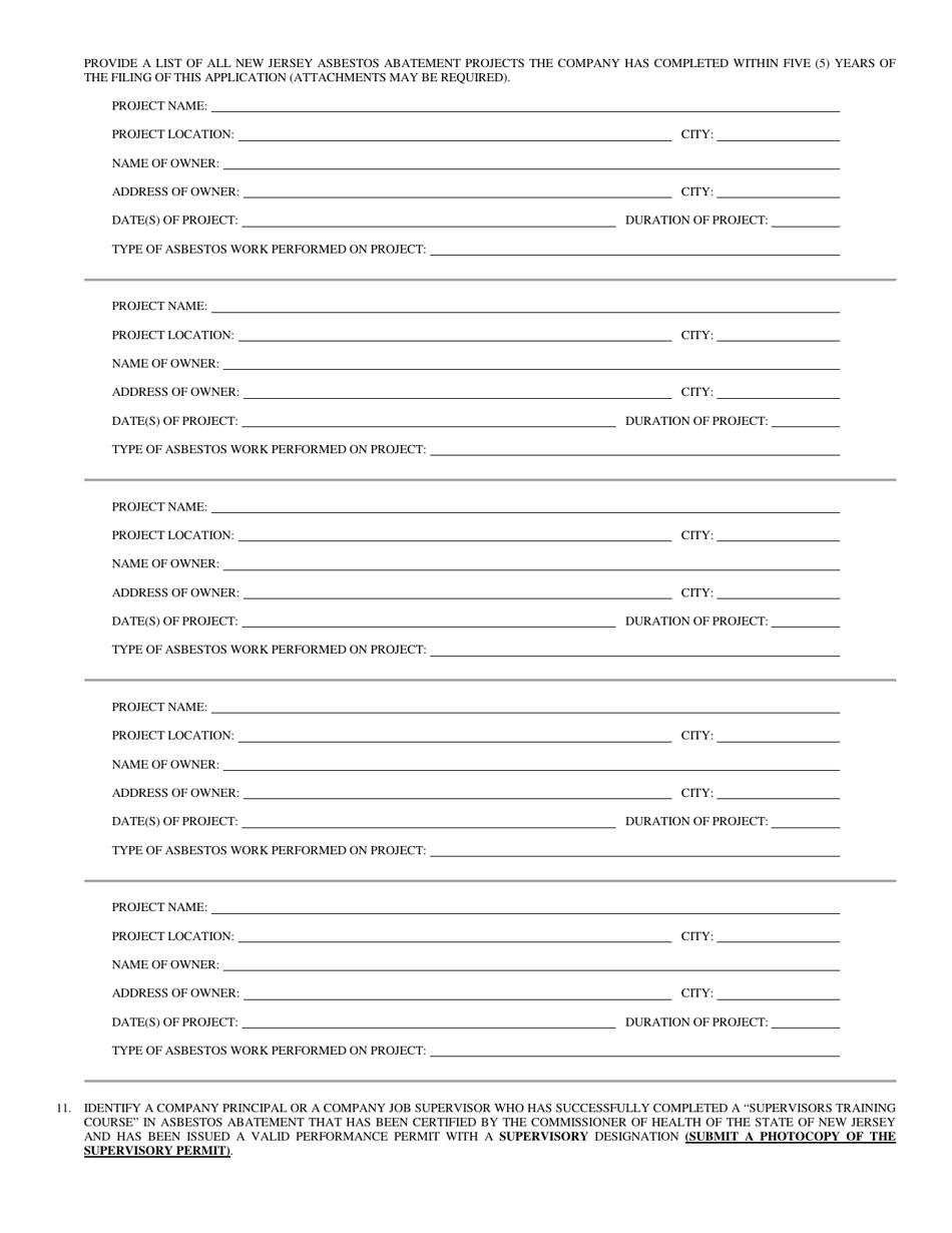 Application for Asbestos License - New Jersey, Page 3