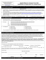 Applied Behavior Analysis Form 5CS Certification of Supervision for Limited Permit - New York