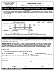 Dental Hygiene Form 5CS Certification of Supervision for Limited Permit - New York