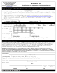 Nurse Form 5CS Certification of Supervisor for Limited Permit - New York