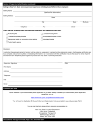 Occupational Therapy Form 5CS Certification of Supervisor for Limited Permit - New York, Page 2