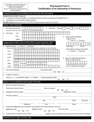 Pharmacist Form 4 Certification of an Internship in Pharmacy - New York