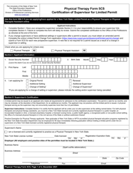 Physical Therapy Form 5CS Certification of Supervisor for Limited Permit - New York
