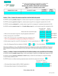 AFC Form 2020-1 Wastewater Treatment Facility Design, Planning and Flow Management Annual Certification Form - New York