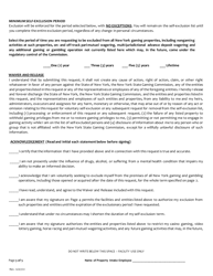 Request for Voluntary Self-exclusion From All Gaming Facilities and Entities Licensed, Permitted or Registered by the New York State Gaming Commission - New York, Page 3