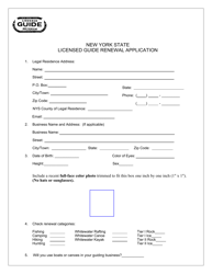 Document preview: Licensed Guide Renewal Application - New York