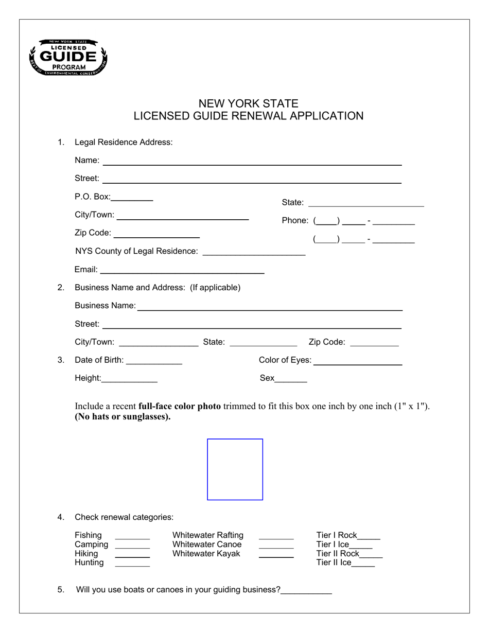 New York Licensed Guide Renewal Application Fill Out, Sign Online and