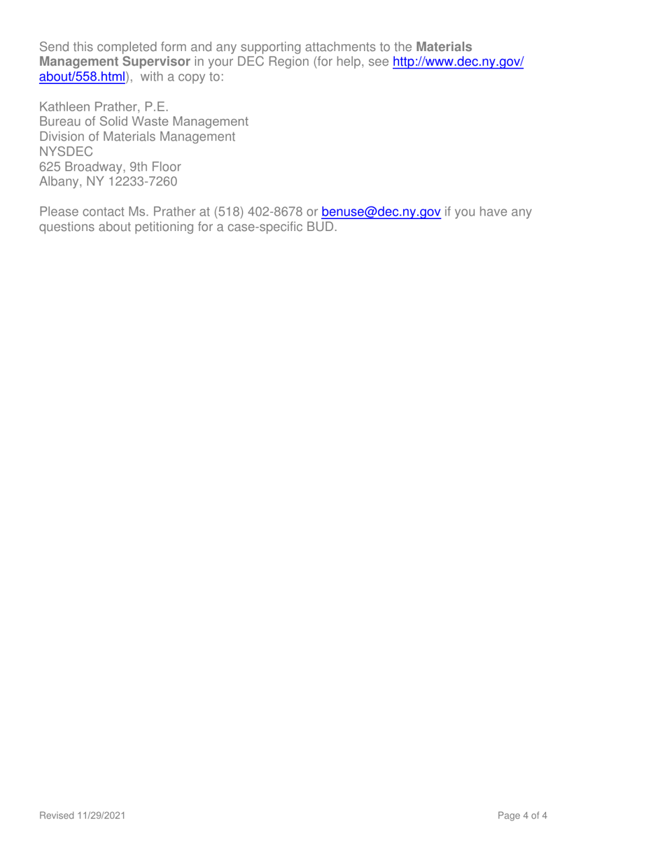 Beneficial Use Determination Petition - Fill or Cover - New York, Page 4