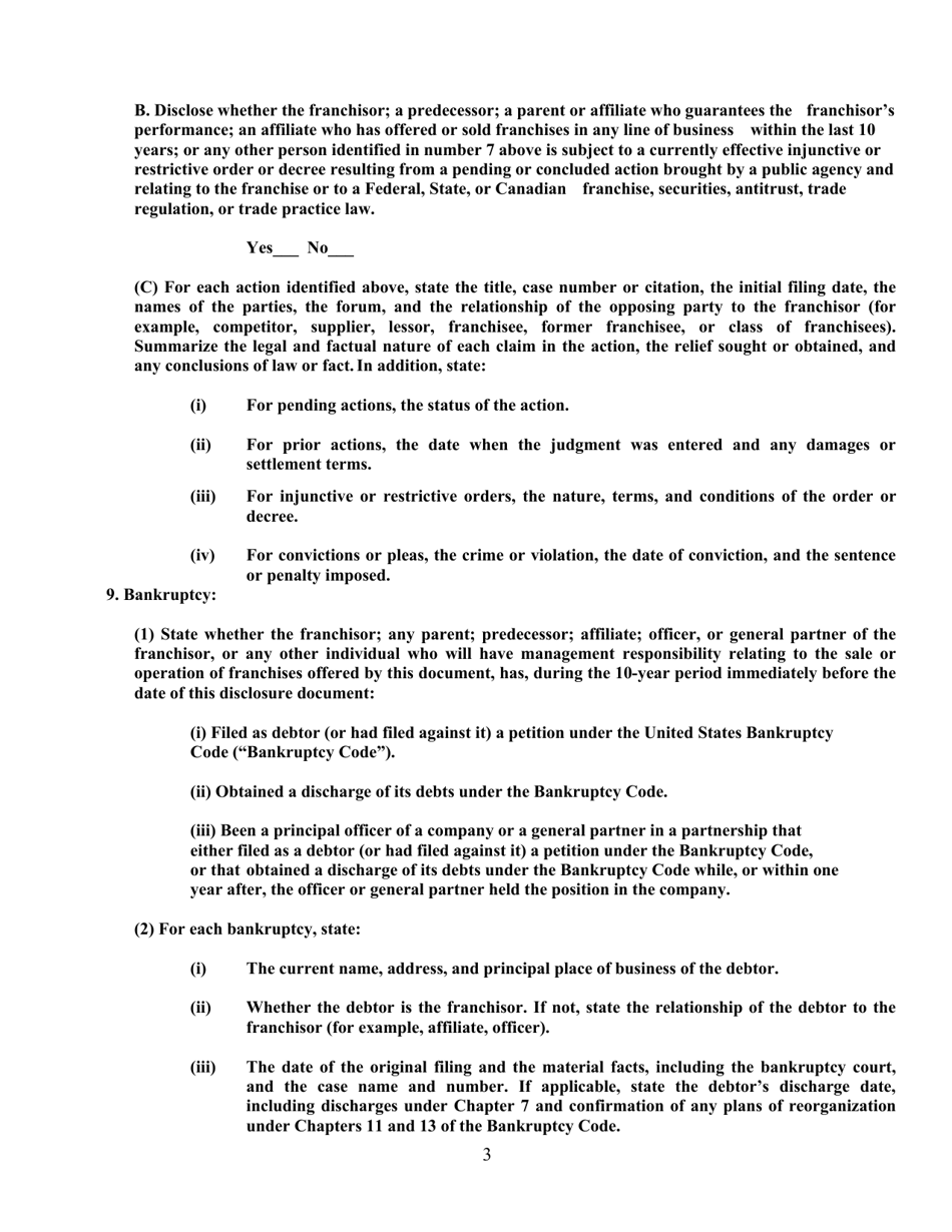 Exemption Request for an Unregistered U.S. Based Franchisor to Exhibit and Offer for Sale, but Not to Sell, Franchises at the International Franchise Expo in New York - New York, Page 3