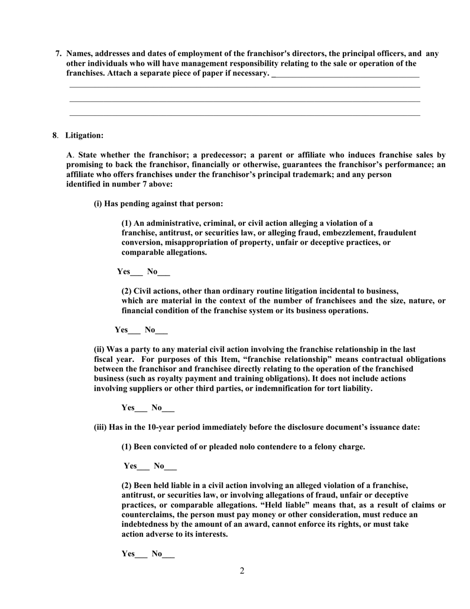 Exemption Request for an Unregistered International Franchisor to Exhibit and Offer for Sale, but Not to Sell, Franchises at the International Franchise Expo in New York - New York, Page 2