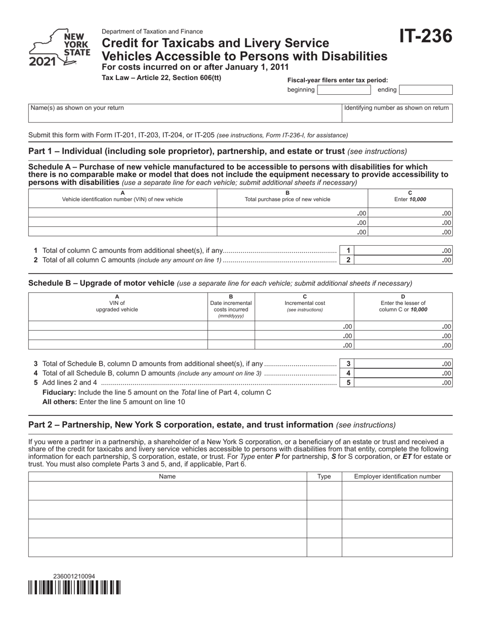 Form IT-236 - 2021 - Fill Out, Sign Online and Download Fillable PDF ...