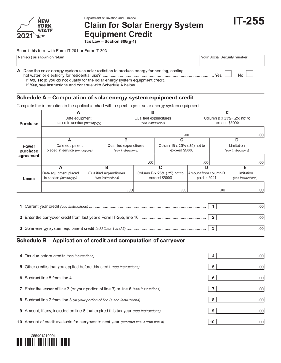 Form IT255 2021 Fill Out, Sign Online and Download Fillable PDF