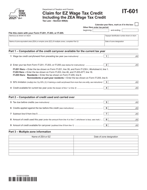 Form IT-601 2021 Printable Pdf