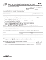 Form IT-611 Claim for Brownfield Redevelopment Tax Credit for Qualified Sites Accepted Into the Brownfield Cleanup Program Prior to June 23, 2008 - New York