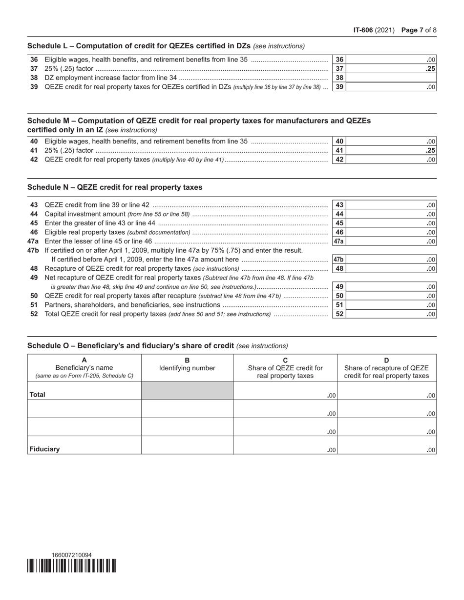 Form IT-606 Claim for Qeze Credit for Real Property Taxes - New York, Page 7