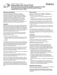 Document preview: Instructions for Form IT-613 Claim for Environmental Remediation Insurance Credit for Qualified Sites Accepted Into the Brownfield Cleanup Program Prior to July 1, 2015 - New York