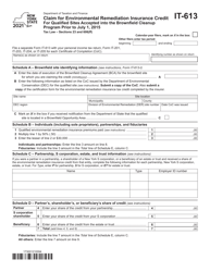 Form IT-613 Claim for Environmental Remediation Insurance Credit for Qualified Sites Accepted Into the Brownfield Cleanup Program Prior to July 1, 2015 - New York