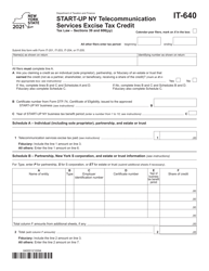 Document preview: Form IT-640 Start-Up Ny Telecommunication Services Excise Tax Credit - New York