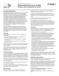 Instructions for Form IT-644 Workers With Disabilities Tax Credit - New York