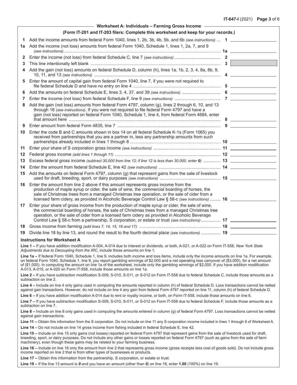 Instructions for Form IT-647, IT-647-ATT - New York, Page 3