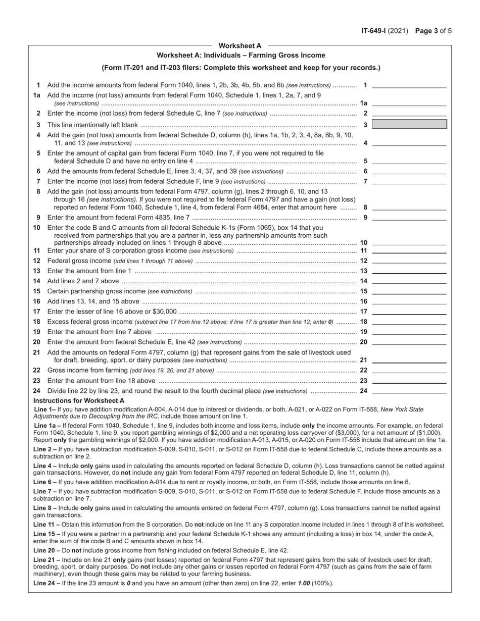 Instructions for Form IT-649 Farm Donations to Food Pantries Credit - New York, Page 3