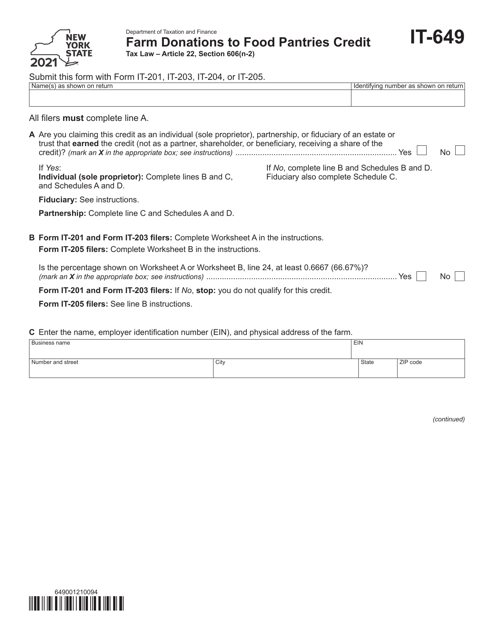 Form IT-649 2021 Printable Pdf