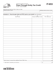 Form IT-653 Pass-Through Entity Tax Credit - New York