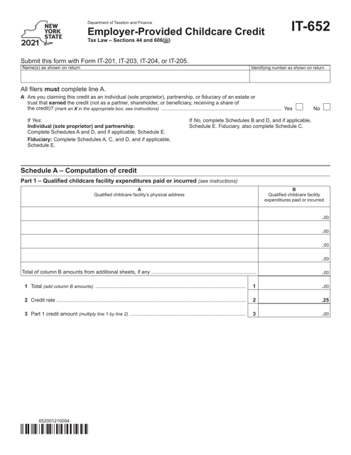 Form IT-652 2021 Printable Pdf