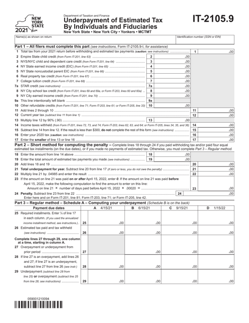 Form IT-2105.9 2021 Printable Pdf