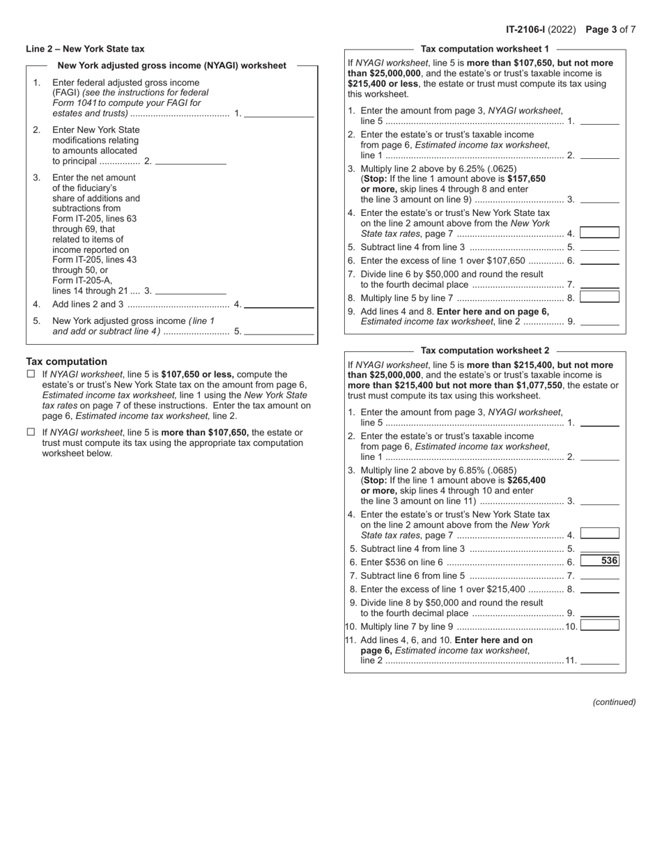 Instructions for Form IT-2106 Estimated Income Tax Payment Voucher for Fiduciaries - New York, Page 3