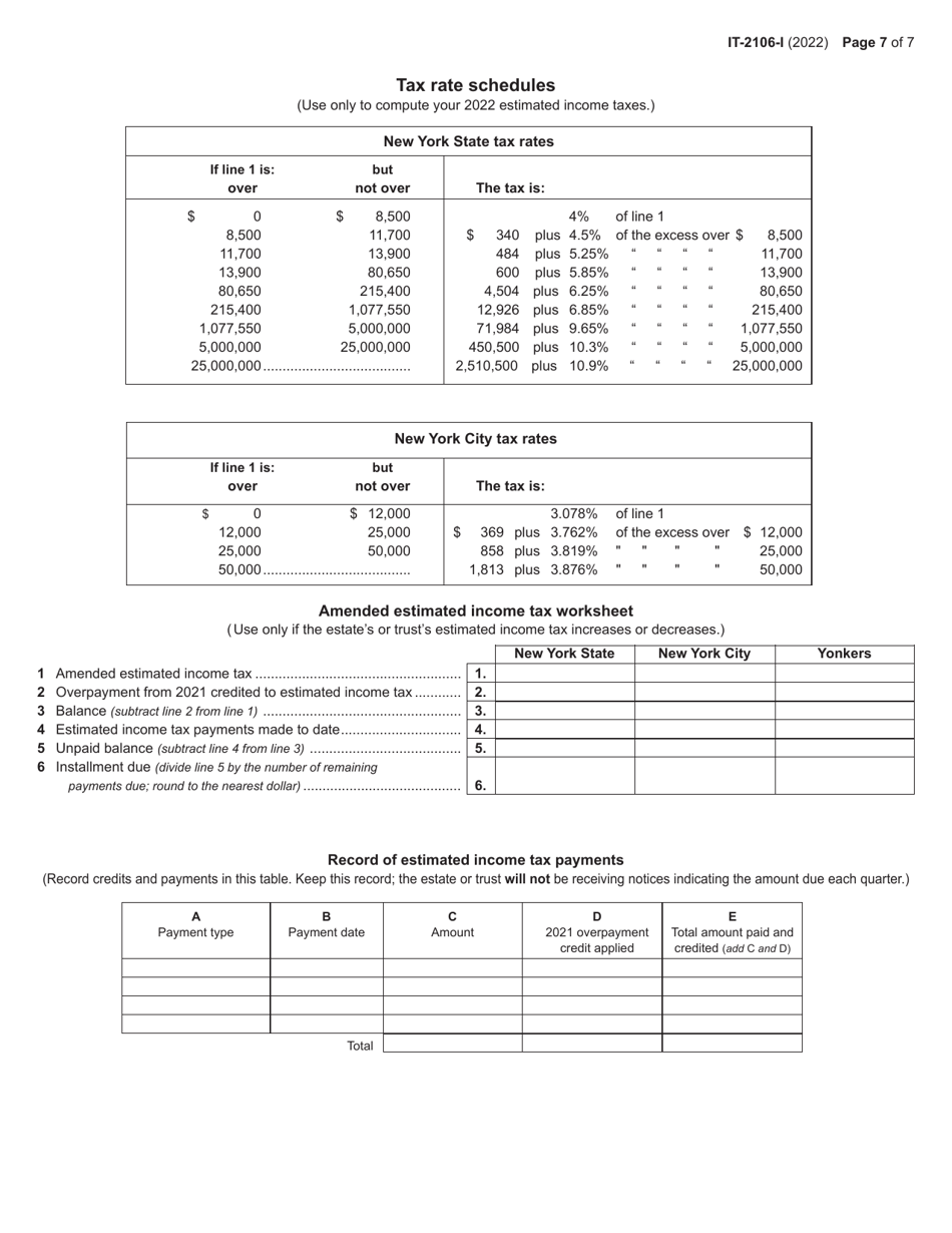 Instructions for Form IT-2106 Estimated Income Tax Payment Voucher for Fiduciaries - New York, Page 7