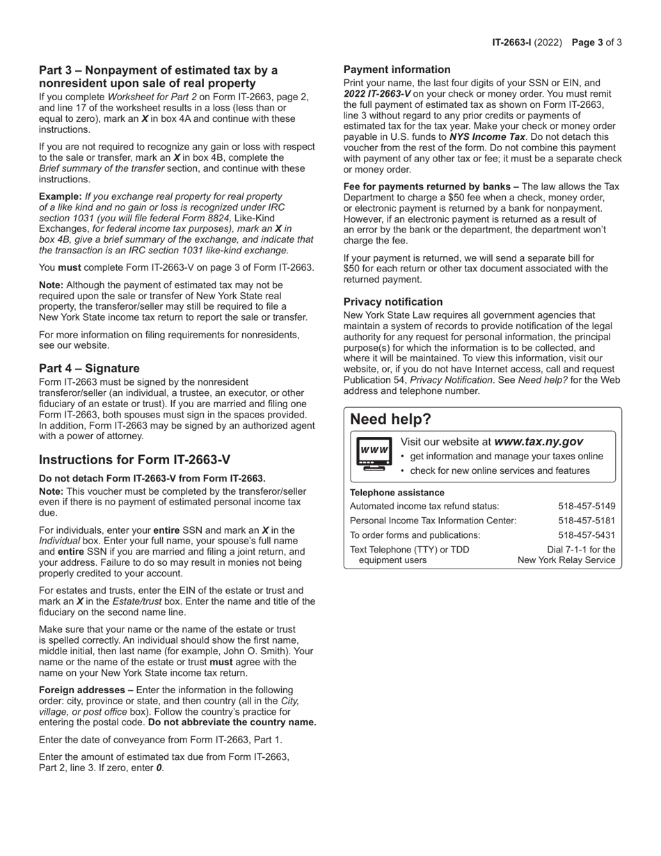 Instructions for Form IT-2663 Nonresident Real Property Estimated Income Tax Payment Form - New York, Page 3