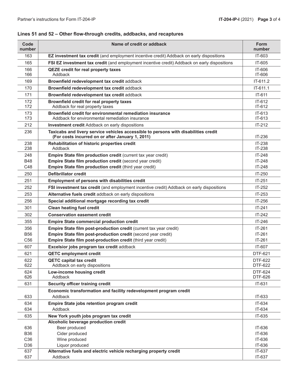 Instructions for Form IP-204-IP Schedule K-1 New York Partners Schedule - New York, Page 3