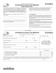 Document preview: Form IT-2102.6 Certificate of Income Tax Withheld - New York