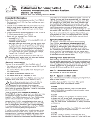 Instructions for Form IT-203-X Amended Nonresident and Part-Year Resident Income Tax Return - New York