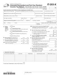 Form IT-203-X Amended Nonresident and Part-Year Resident Income Tax Return - New York