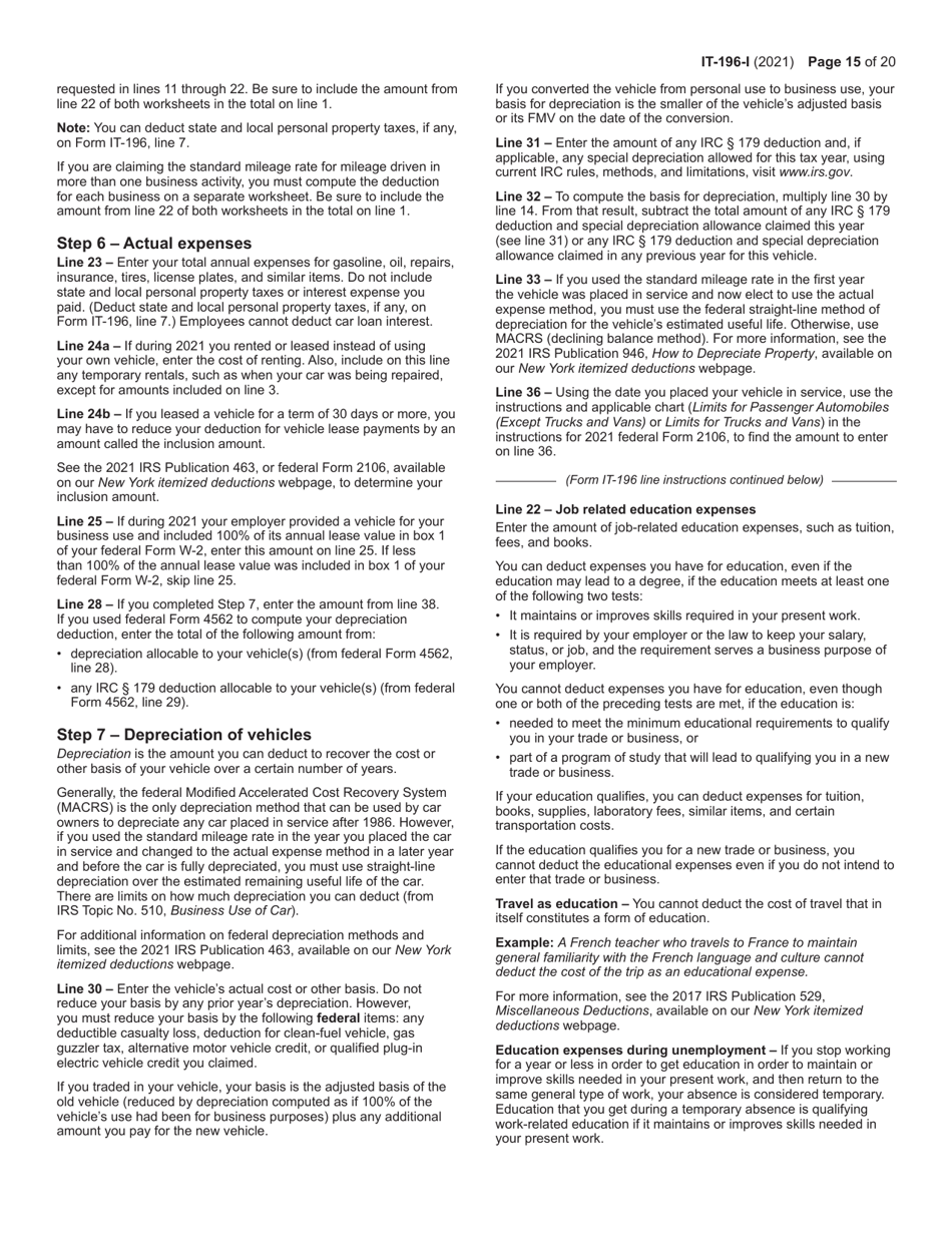 Instructions for Form IT-196 New York Resident, Nonresident, and Part-Year Resident Itemized Deductions - New York, Page 15