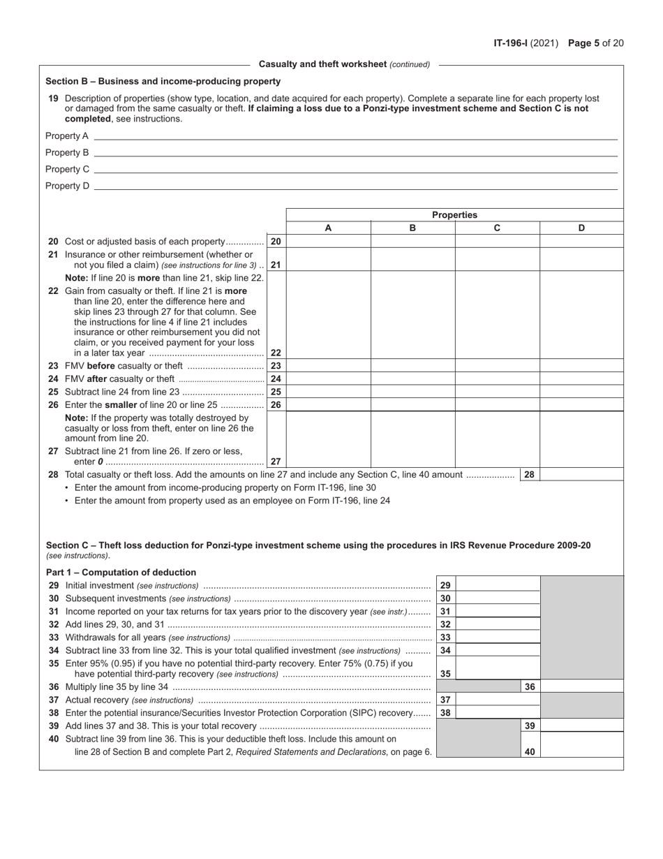 Instructions for Form IT-196 New York Resident, Nonresident, and Part-Year Resident Itemized Deductions - New York, Page 5