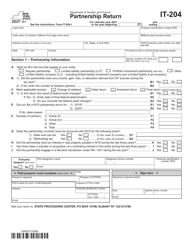 Form IT-204 Partnership Return - New York