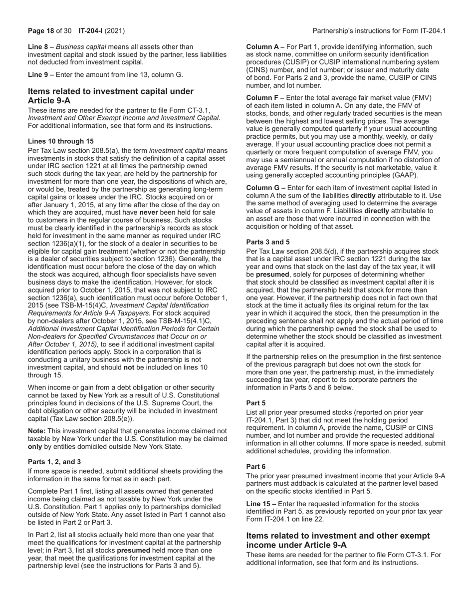 Instructions for Form IT-204, IT-204-IP, IT-204.1, IT-204-CP Schedule K, K-1 - New York, Page 18