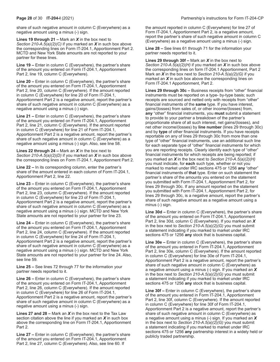 Instructions for Form IT-204, IT-204-IP, IT-204.1, IT-204-CP Schedule K, K-1 - New York, Page 28