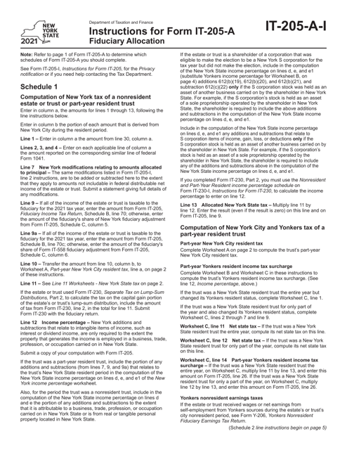 Form IT-205-A 2021 Printable Pdf