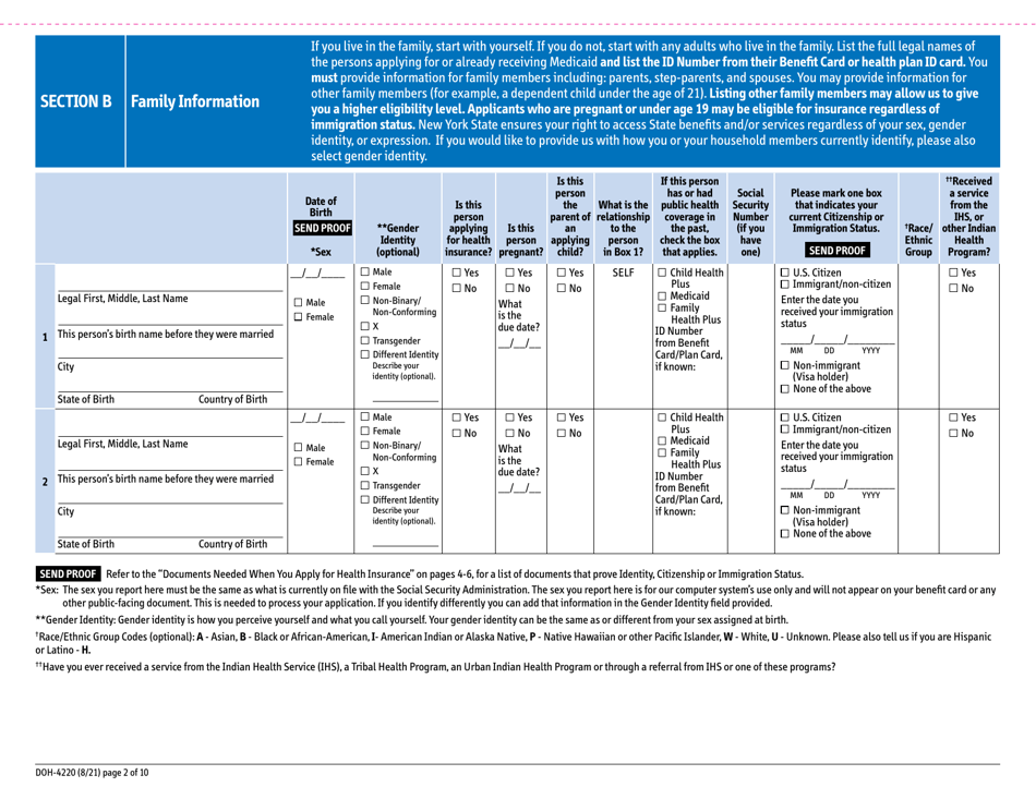 Form DOH-4220 Medicaid Application for Non-magi Eligibility Group - New York, Page 10