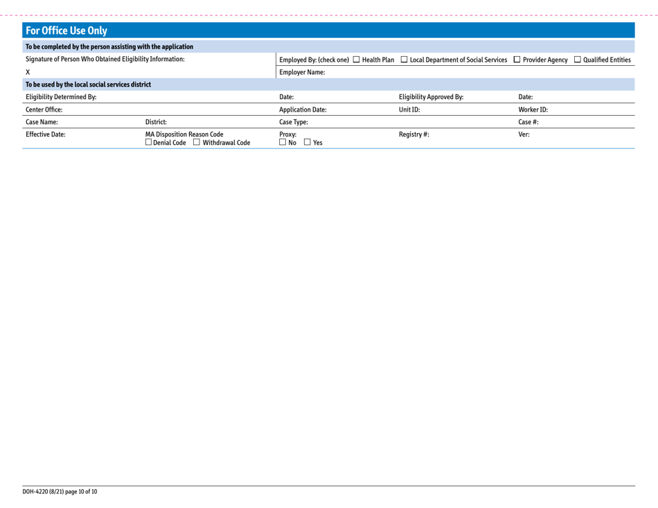 Form DOH-4220 Medicaid Application for Non-magi Eligibility Group - New York, Page 18