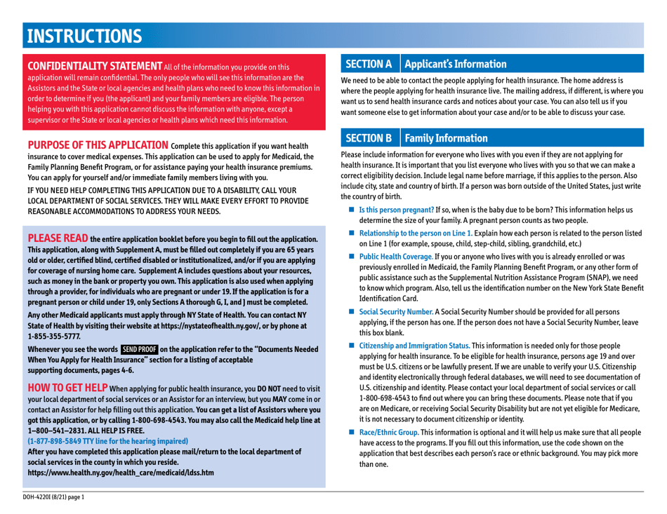 Form DOH-4220 Medicaid Application for Non-magi Eligibility Group - New York, Page 3