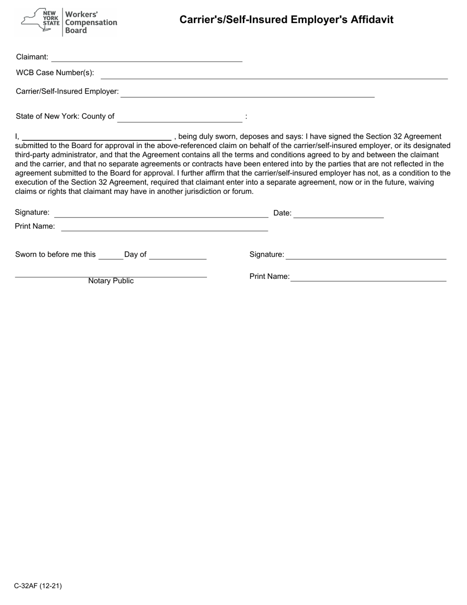 Form C-32af - Fill Out, Sign Online And Download Fillable Pdf, New York 