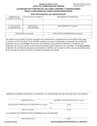 Document preview: Formulario C-312.5 Acordado En Funcion De Las Conclusiones Y Asignaciones Para La Decision De Conciliacion Propuesta - Solo Demandantes Con Representacion - New York (Spanish)